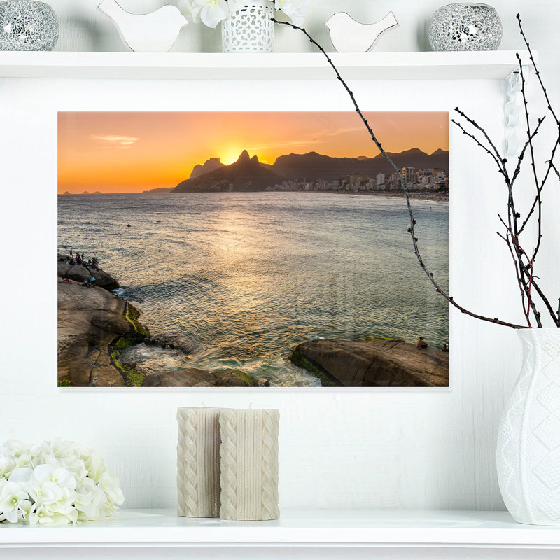 Ipanema in Rio de Janeiro Sunset - Photographie sans cadre sur métal, H 12 po x l 20 po x P 2 po