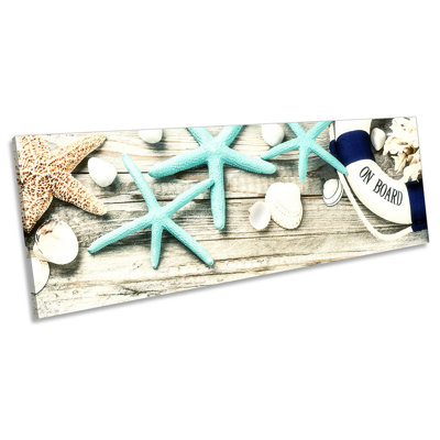 Starfish Sea Shells Bathroom Panoramic - Wrapped Canvas Print