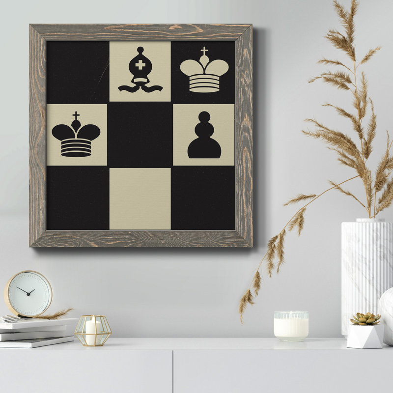 Chess Puzzle II - Toile encadrée de qualité supérieure - prête à être accrochée, H 35,5 po x l 35,5 po x P 1,5 po, gris