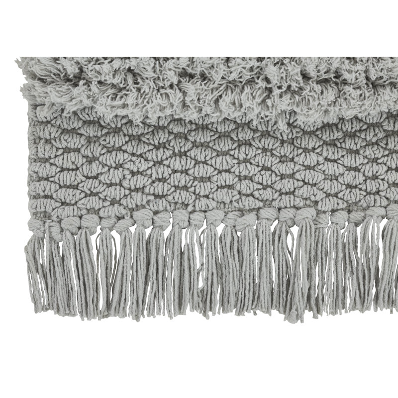 Tapis de couloir à franges en coton 24 po x 60 po Savannah, Gris