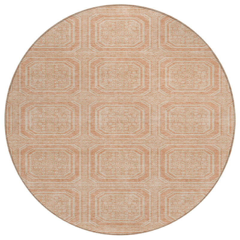 Tapis d'intérieur rond 8 po Peach And Beige
