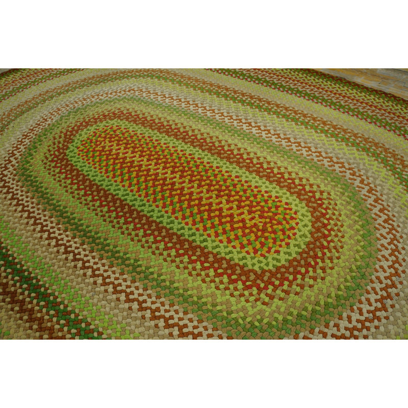 Vintage Mid Century Modern American Oval Braided Room Size Rug