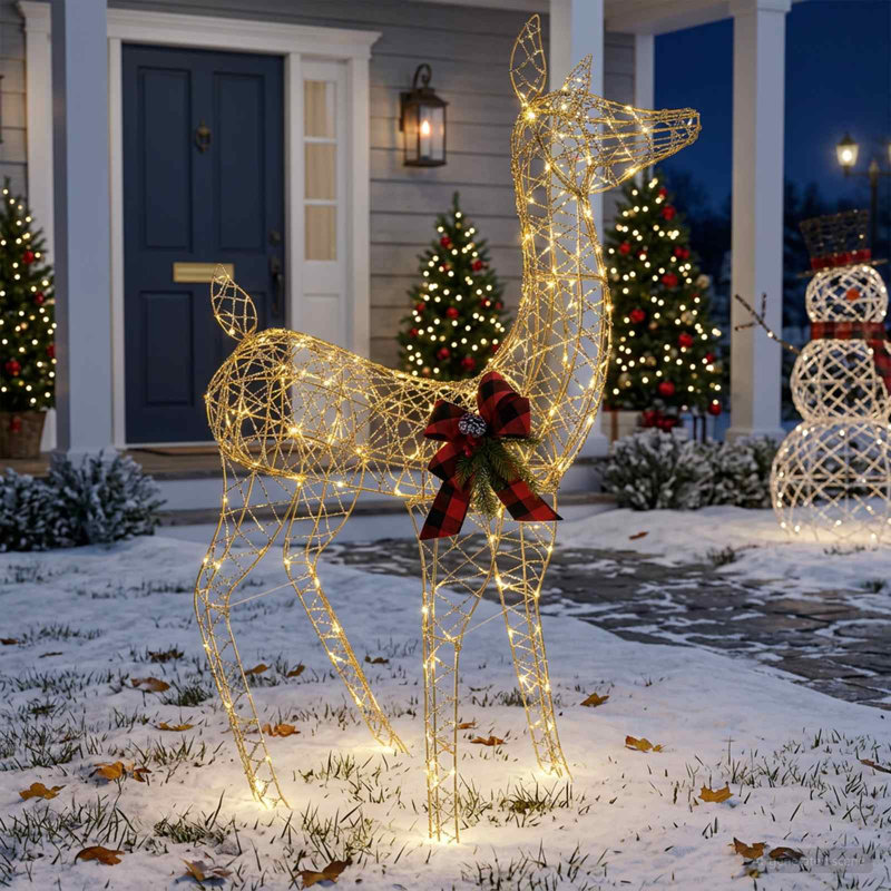 Lighted Reindeer, 96 x 40 x 140 cm, Gold PET