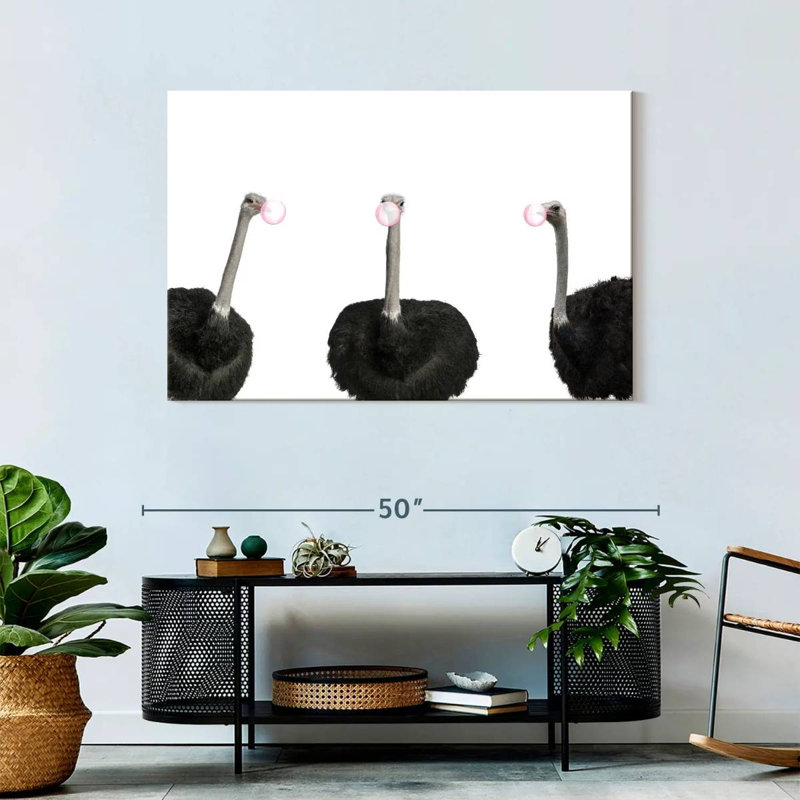 Bubble Gum Ostrich, 30" H x 45" W