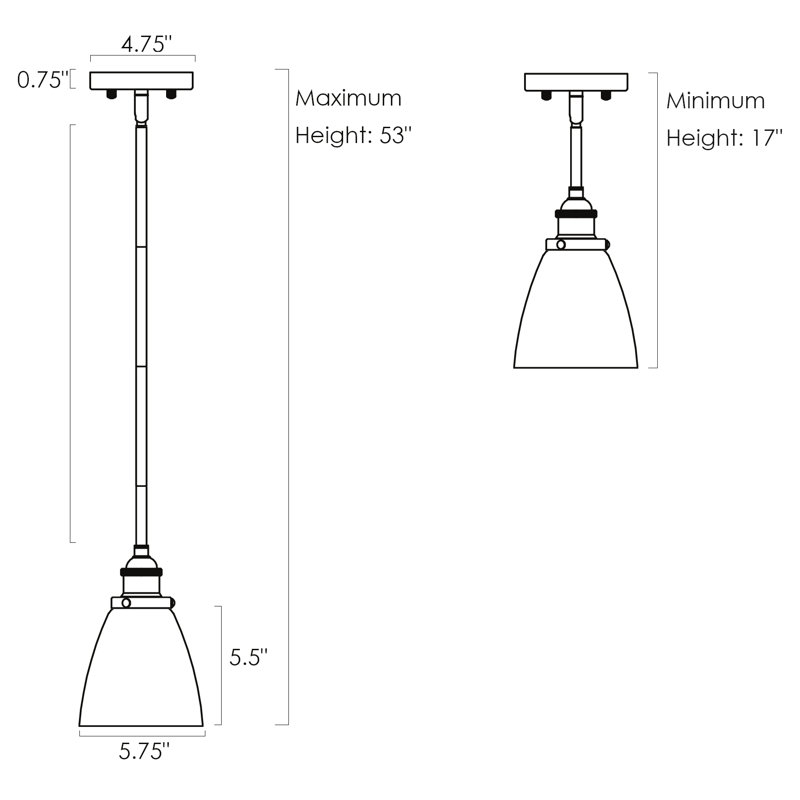 Luminaire suspendu conique à 1 lumière Deeter