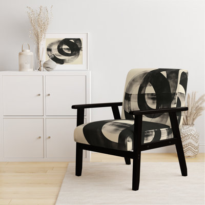 Abstract Shapes Accent Chair - Geometry Black And White Minimal Curves III Side Chair