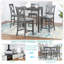 Ensemble de table de salle à manger 5 pièces, ensemble de table de salle à manger carrée en bois pour 4 personnes, ensemble de table de cuisine à hauteur de comptoir avec table carrée et 4 chaises rembourrées pour petit espace, gris-2106027641
