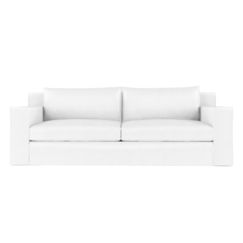 Canapé Mulberry, H 33 po x l 96 po x p 45 po, Cuir rétro blanc, Brun foncé