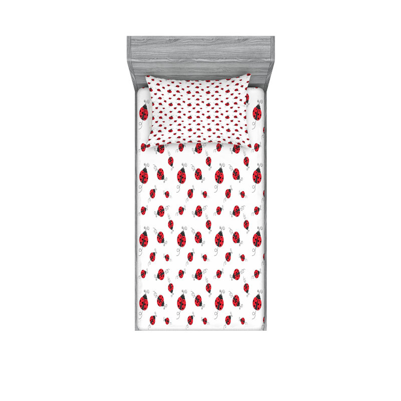 Drap-housse et coussin décoratif Ambesonne, Ensemble de draps pour lit simple très long + 3 p