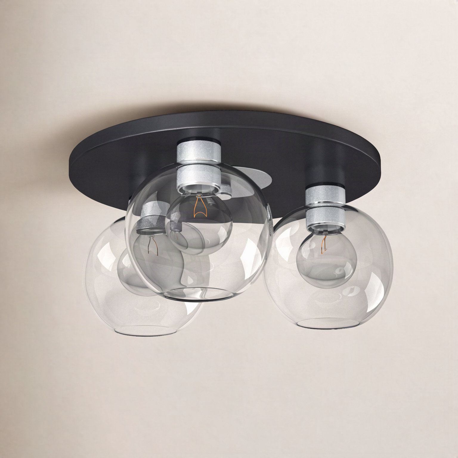 Davian 3 Light Glass Flush Mount