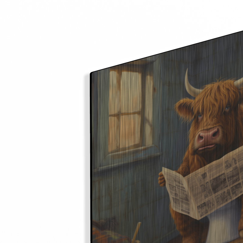 "Highland Cow On Toilette" par Luxe, H 12 po x l 12 po