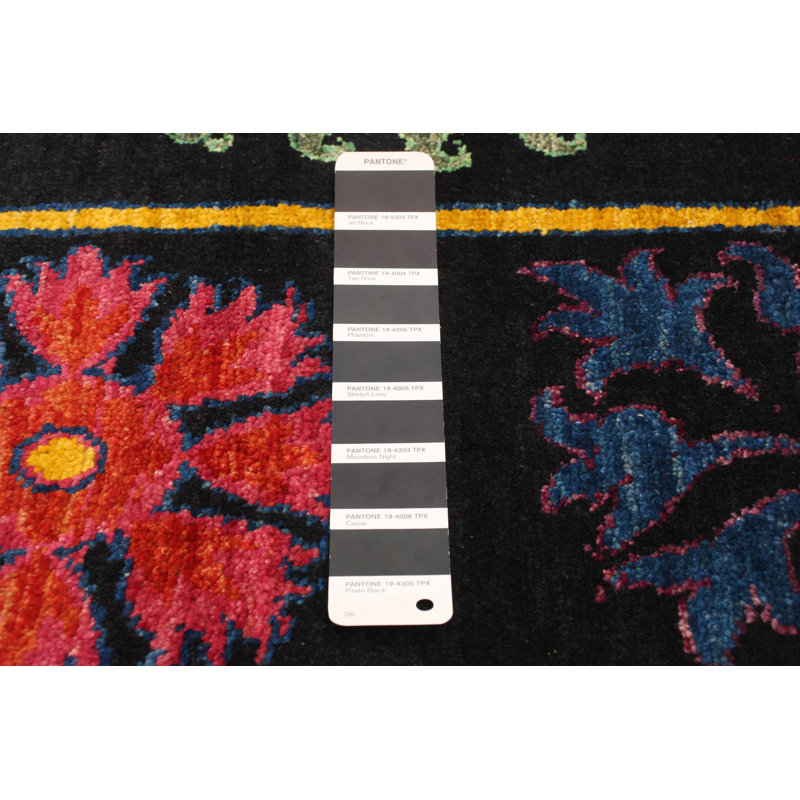 Tapis décoratif en laine noué à la main de conception unique en laine de conception unique 8 pi x 10 pi New Age Lahore