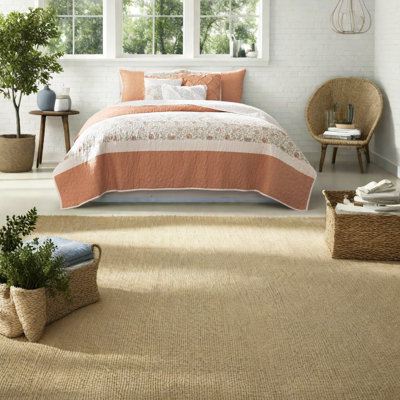 Elegant 6-piece Cotton Quilt Bedding Set, Reversible Coral Farmhouse Style
