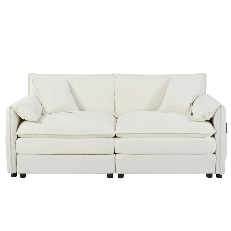 Causeuse avec 2 repose-pieds (beige)