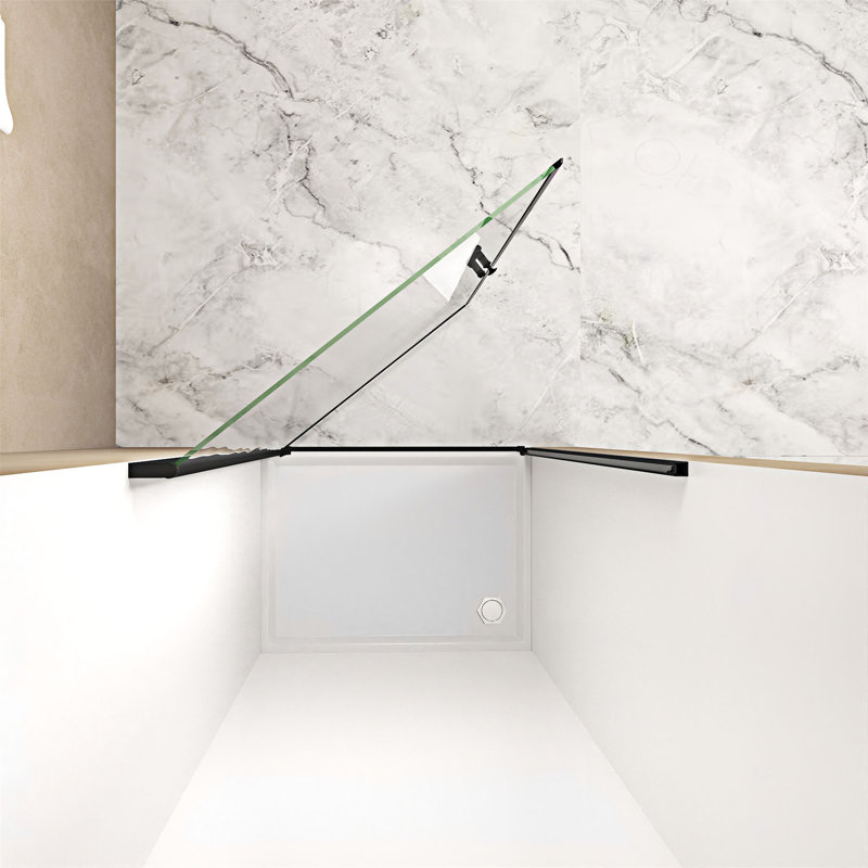 Tempered Glass Pivot Shower Door, Matte Black