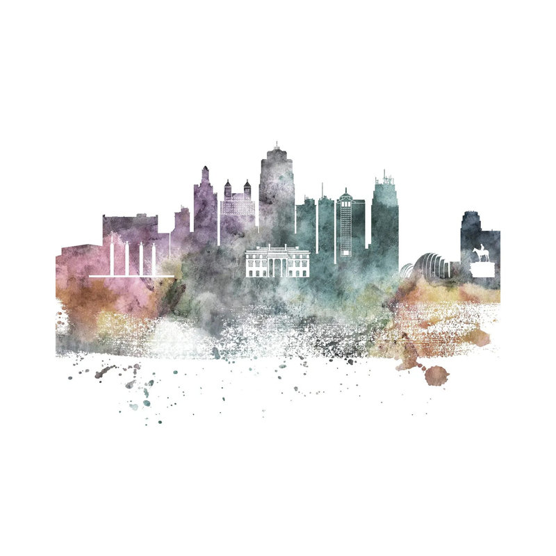 Kansas City Pastel Skylines - Wrapped Canvas Painting, 101.6 cm H x 66.04 cm W