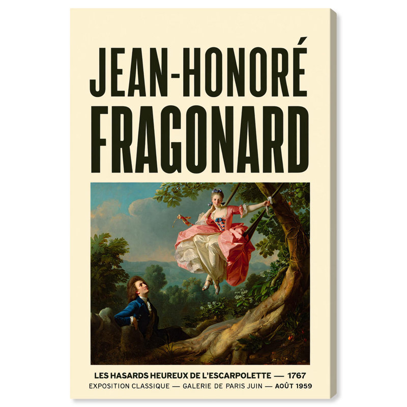Affiche rétro sur toile Fragonard's Swing par Art Remedy, H 24 po x l 16 po, Toile tendue avec châssis