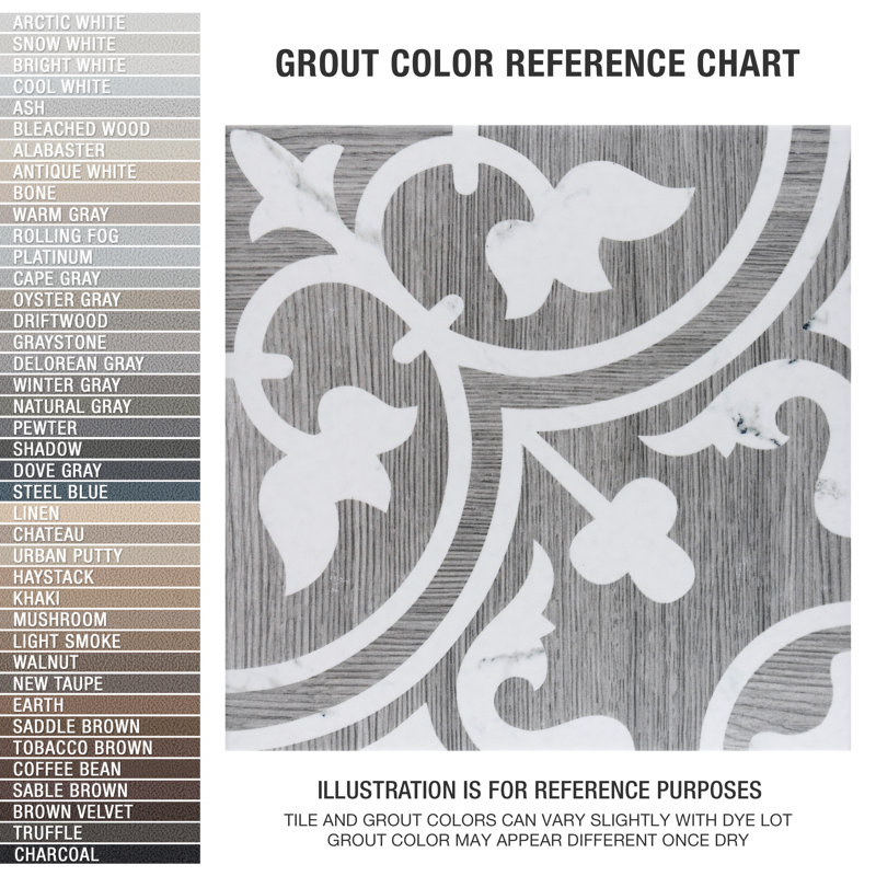 Llama Arte Loire Verso 10" x 10" Porcelain Patterned Wall & Floor Tile, Silver Smoke