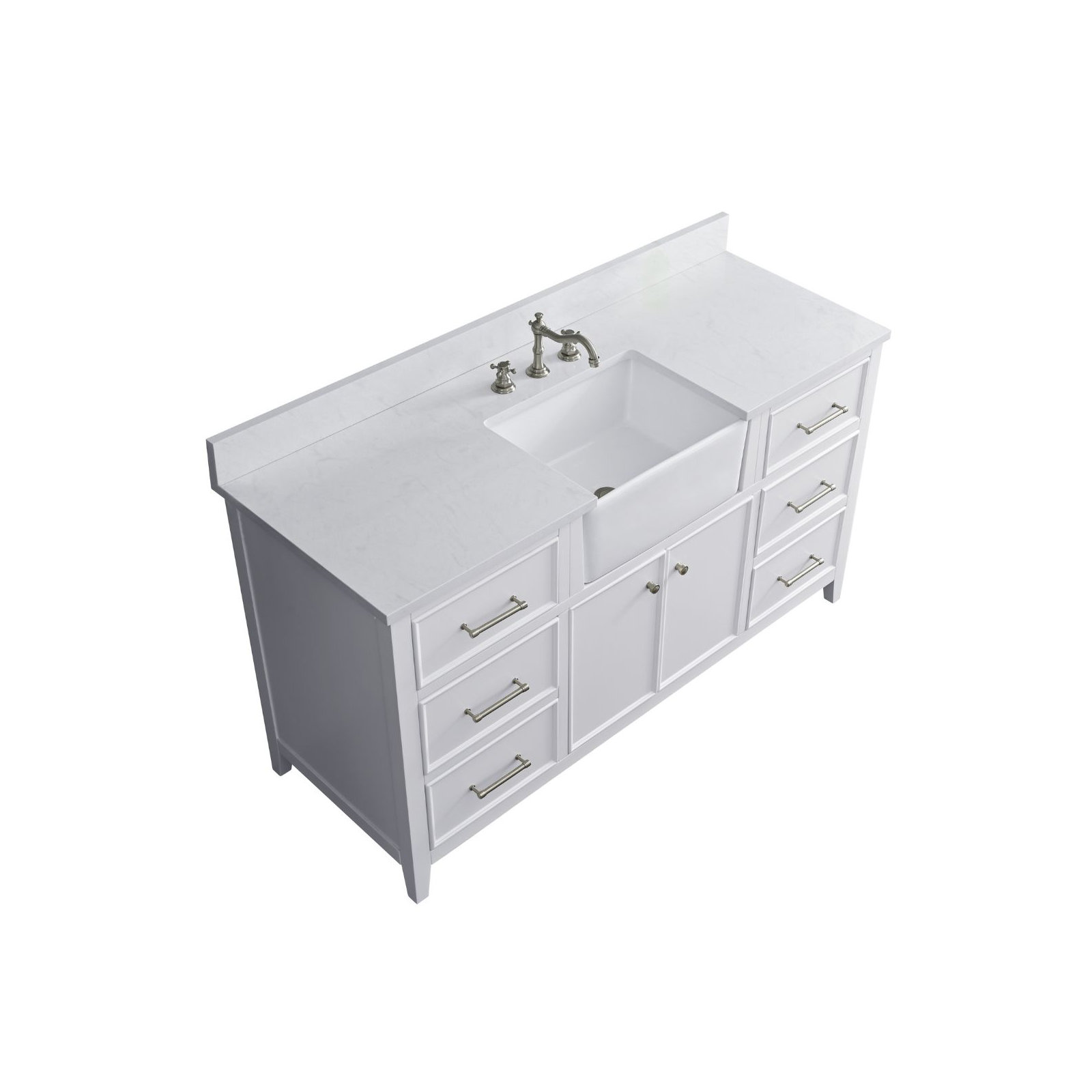 Aisa 60" Single Bathroom Vanity, White/Brushed Nickel