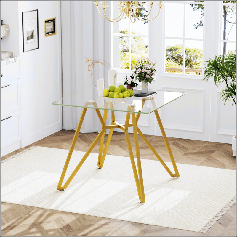 Table de salle à manger rectangulaire en verre, H 30,3 po x L 35,4 po x l 35,4 po