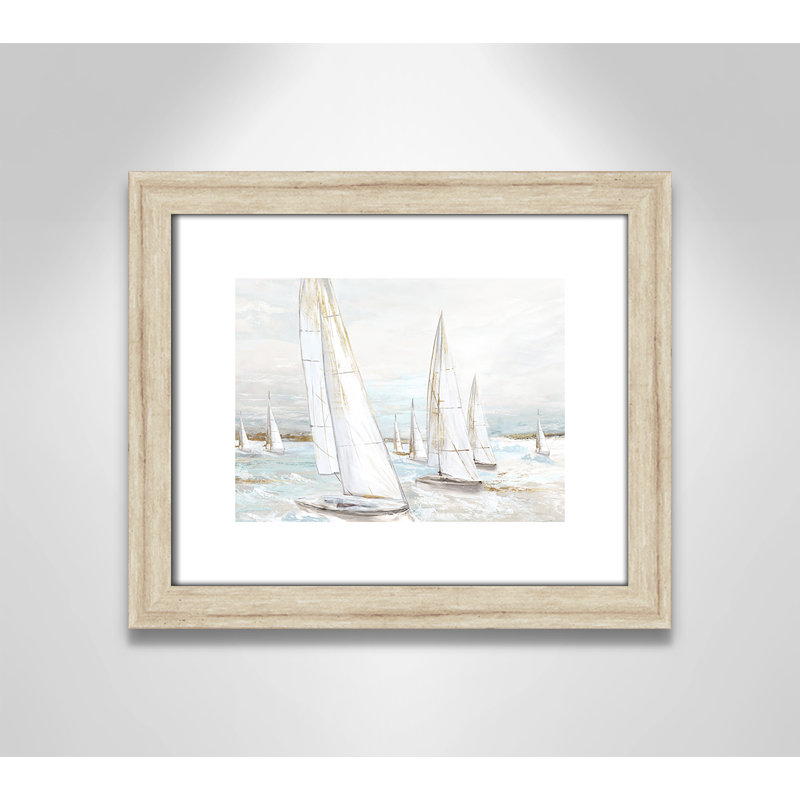 Windswept Sails I - Art encadré autoportant, H 13,5 po x l 15,5 po x P 1,25 po, Cadre beige