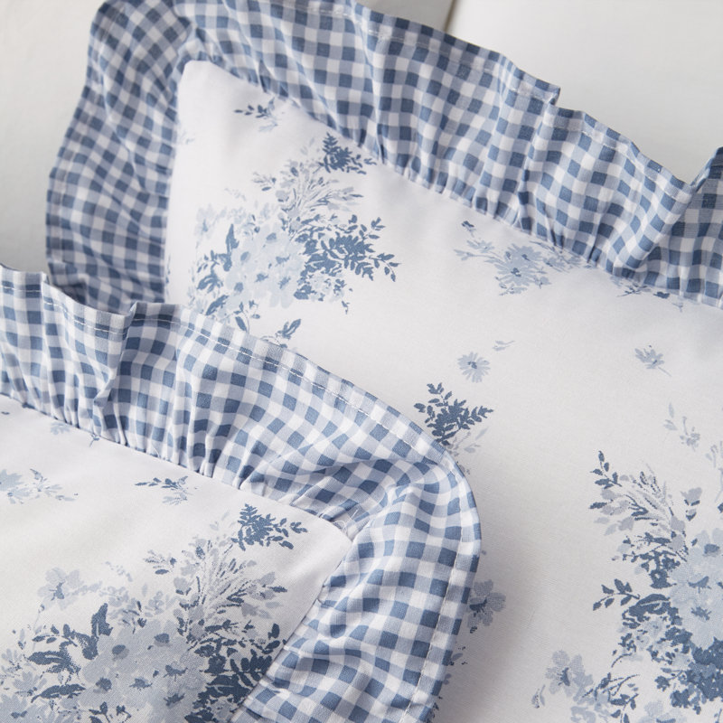 Lucie Floral Frill Reversible Duvet Cover Set, Super King Duvet Cover + 2 Standard Pillowcases