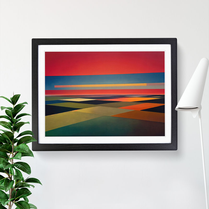 Abstract Landscape Meadow - Framed Print, Black, 46cm H x 64cm W x 2cm D