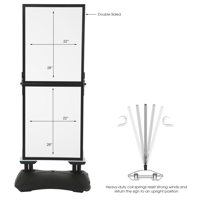 Black Aluminum Double-Sided Outdoor Pavement Sign Holder