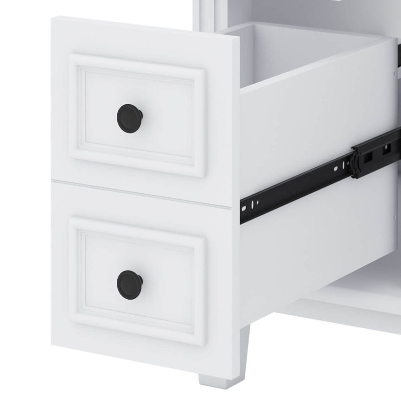 Meuble-lavabo moderne de 30 po avec lavabo, 2 tiroirs à gauche, tablette réglable et portes à fermeture douce, Blanc