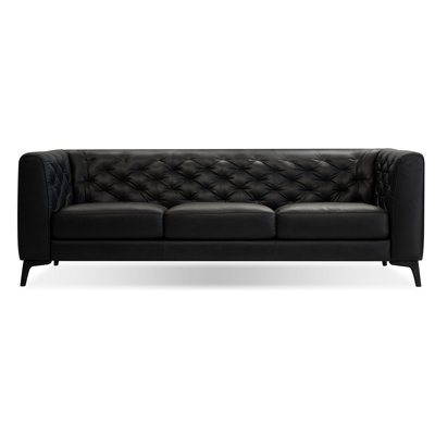 Canapé à accoudoirs carrés en cuir véritable 90 po Dalton