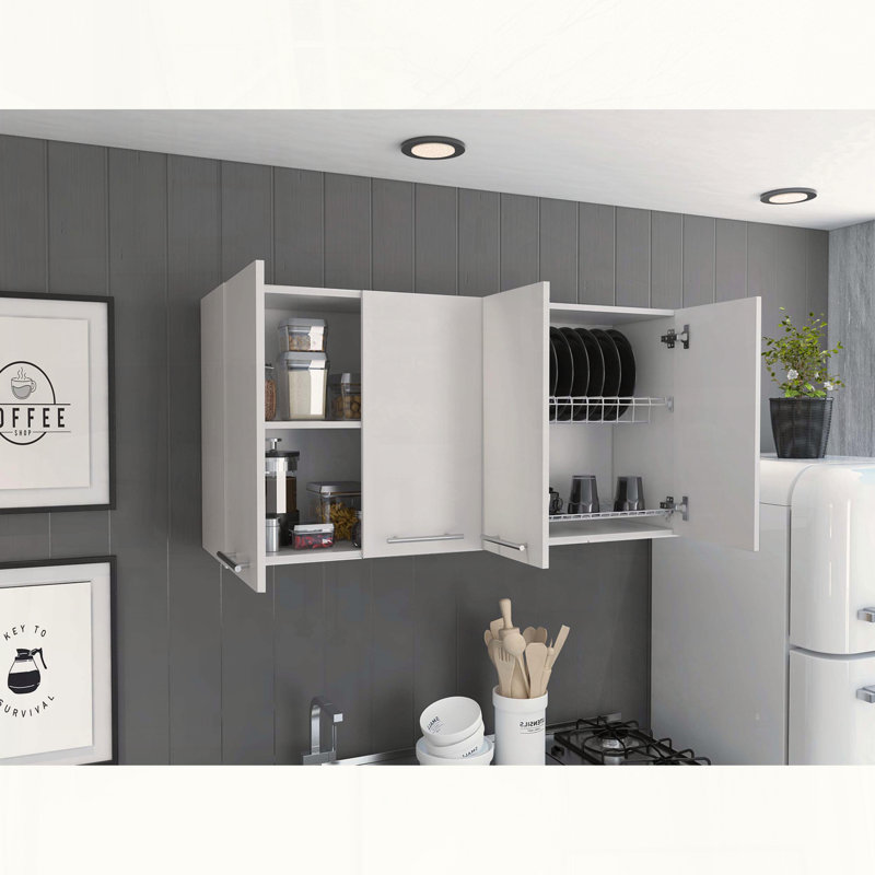Armoire murale double avec support à vaisselle, White