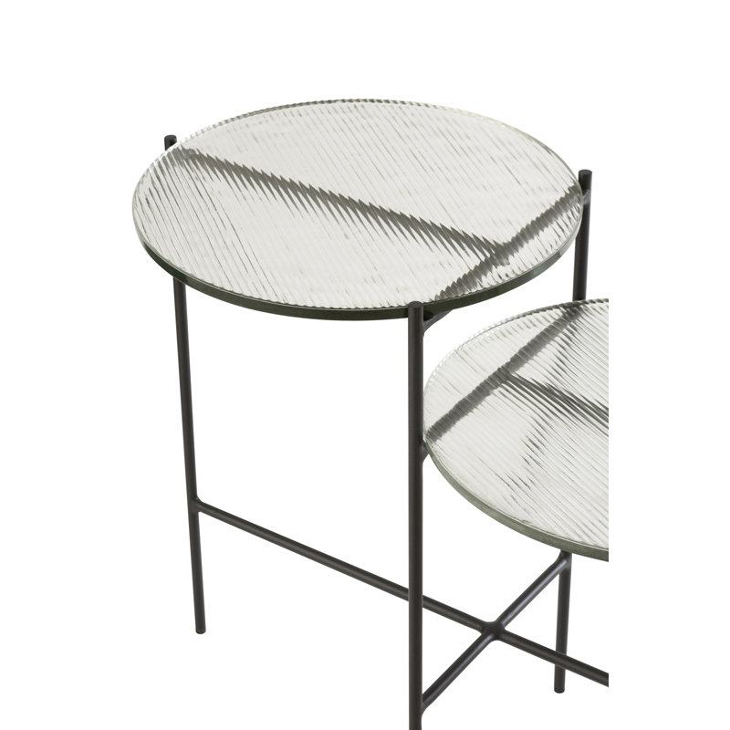 Glass Top Frame Side Table Set