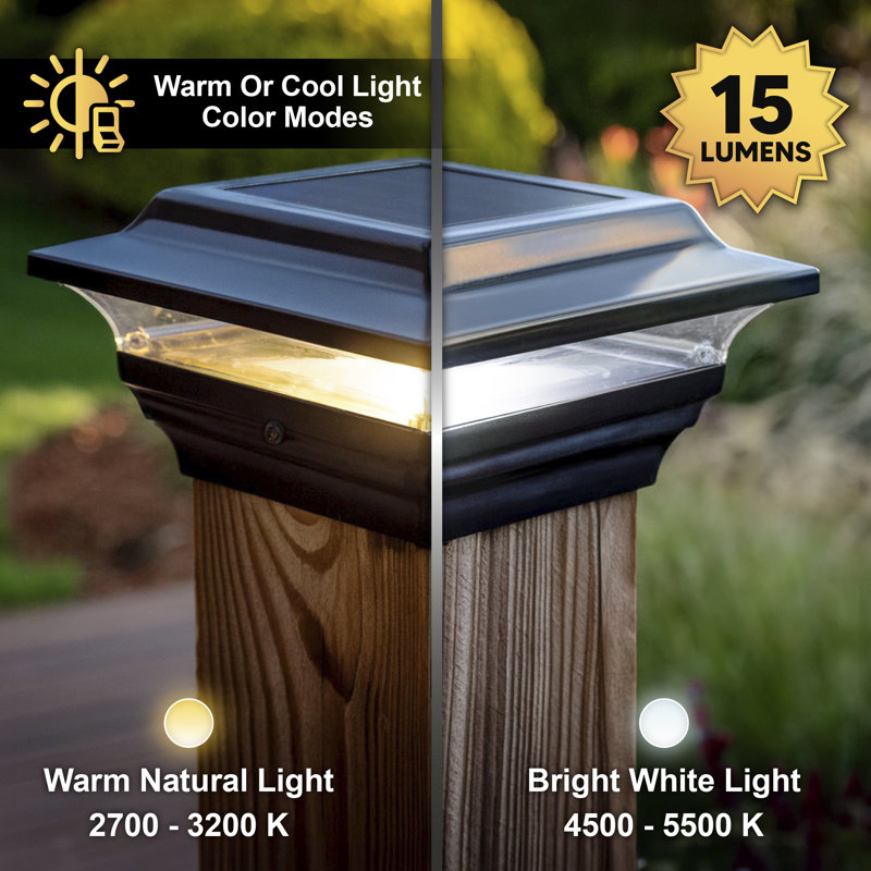 Éclairage de poteau de clôture à lumière DEL solaire en aluminium 4 po x 4 po avec adaptateur de base inclus Imperial, Noir