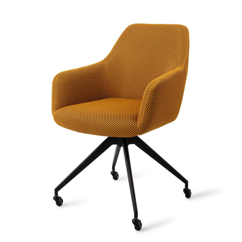 Nausheen 44cm H Polyester Upholstered Metal Side Chair, Yellow