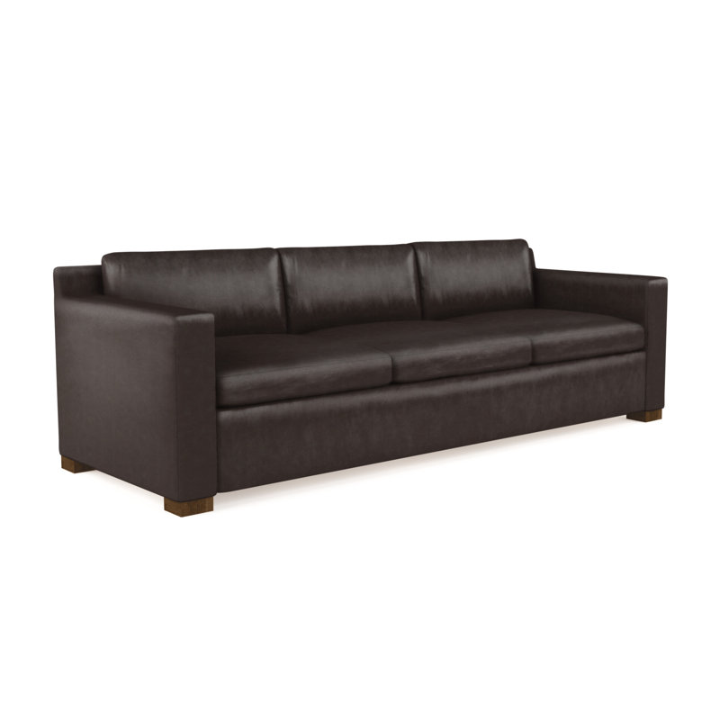 Canapé Mercer, Cuir rétro chocolat, H 33,5 po x l 108 po x P 39 po, Brun foncé