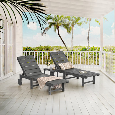 Chaise longue inclinable avec table d'appoint Haley (1 chaise et 1 table)