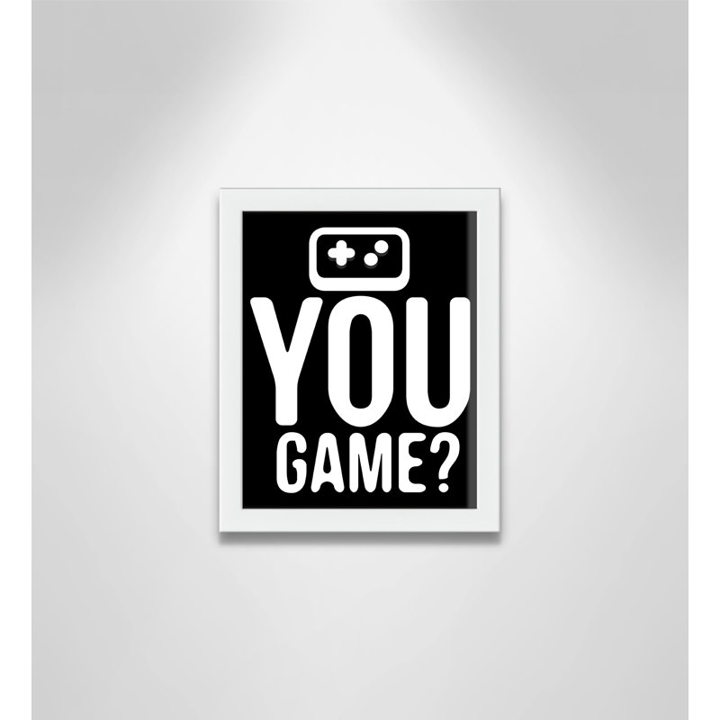 «You Game inversée», art encadré, H 11 po x l 9 po x P 1,19 po, Encadré de boîte blanc