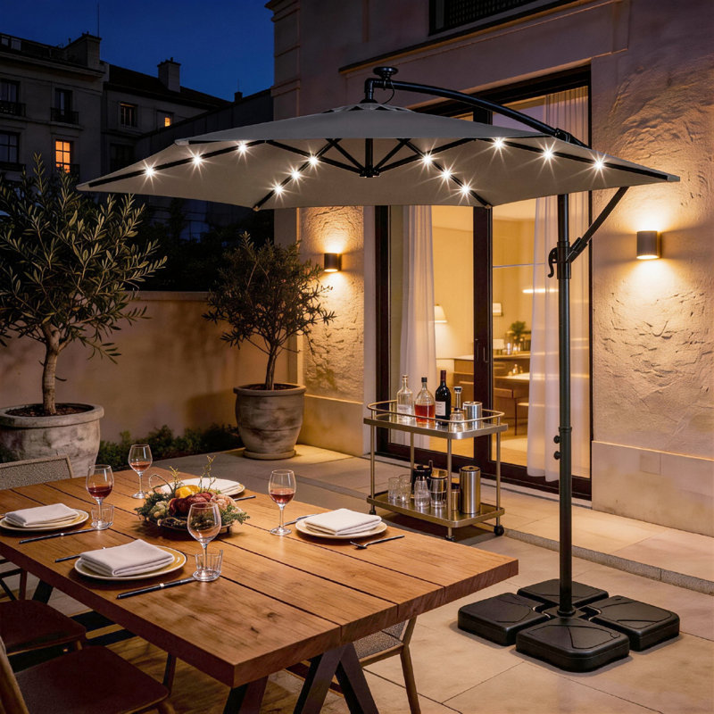 9,8 pi Parasol en polyester de patio, Gris