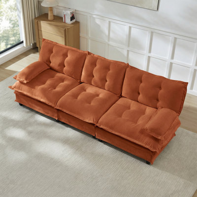 3-Seater Chenille Sofa with Button Tufted Design and Sturdy Legs