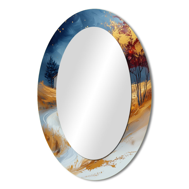 Gold Anatolian Landscape In Turkey II - Gold Traditional Oval Wall Mirror, 36" x 24"