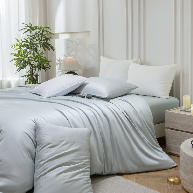 Ensemble de housse de couette MooMee, Housse de couette pour très grand lit et 2 taies , Bleu pastel