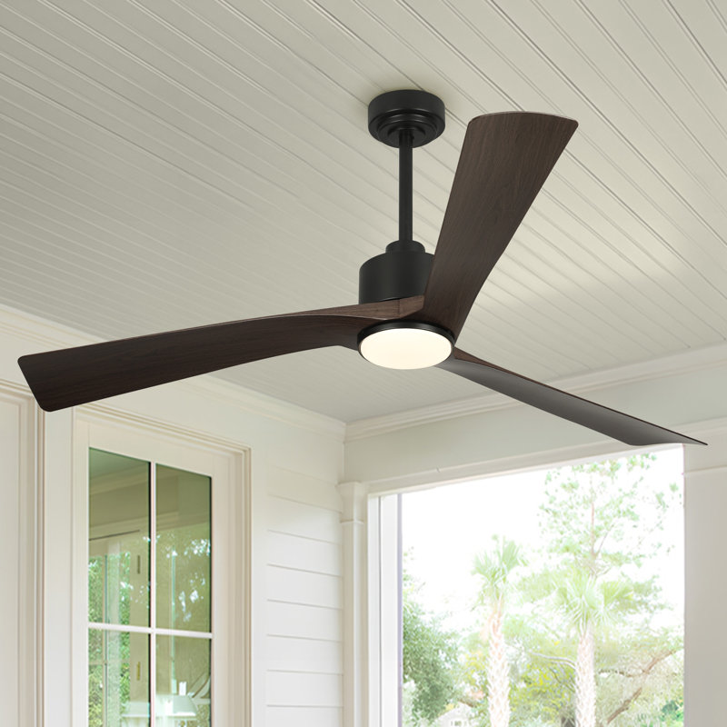 Karlena 60'' Modern Large Dimmable Ceiling Fan with Led Light and Remote, Bronze/Matte Black