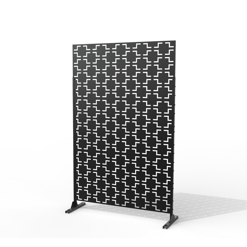 Panneau d'intimité en métal avec motif 4 pi. Stanaford, De forme carrée, Noir