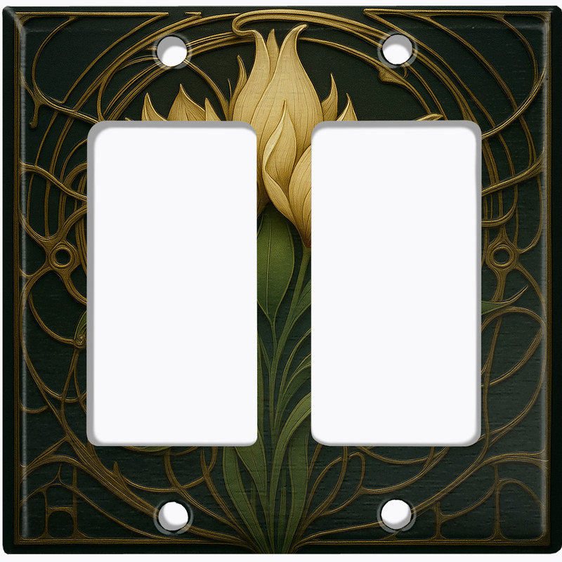 Couvercle de plaque d'interrupteur en métal; Fauteuil à bascule GFI de taille 2 US - image imprimée de tulipes Art déco