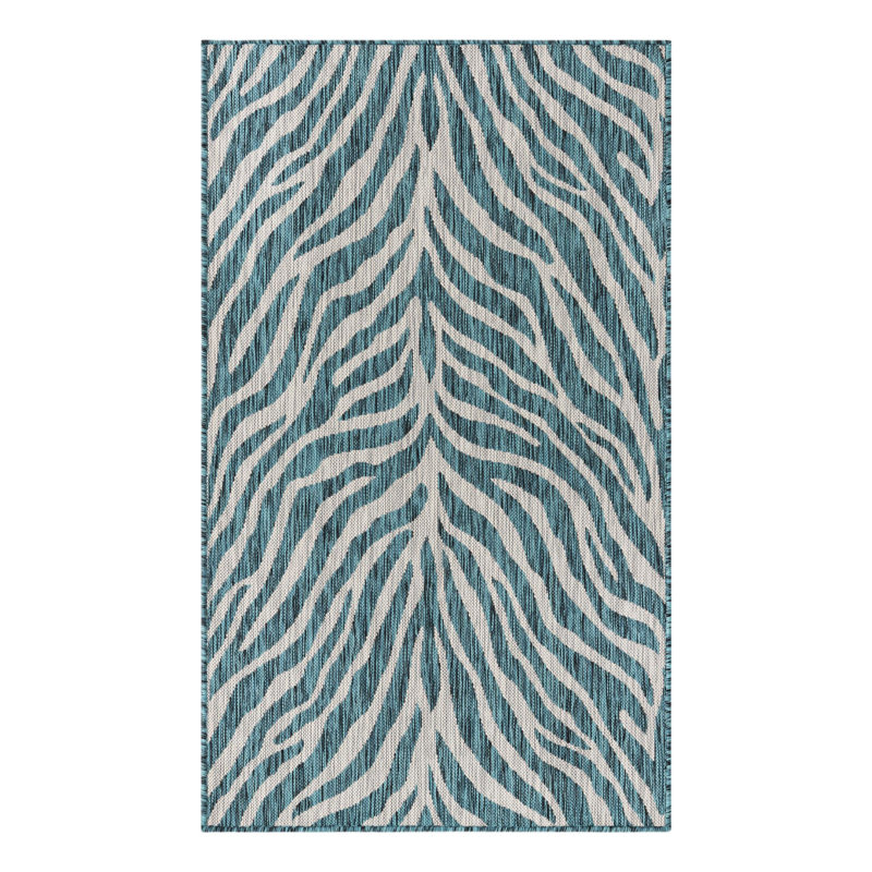 Teal Tsavo Indoor/Outdoor Safari Rug, Rectangle 3' x 5'3"