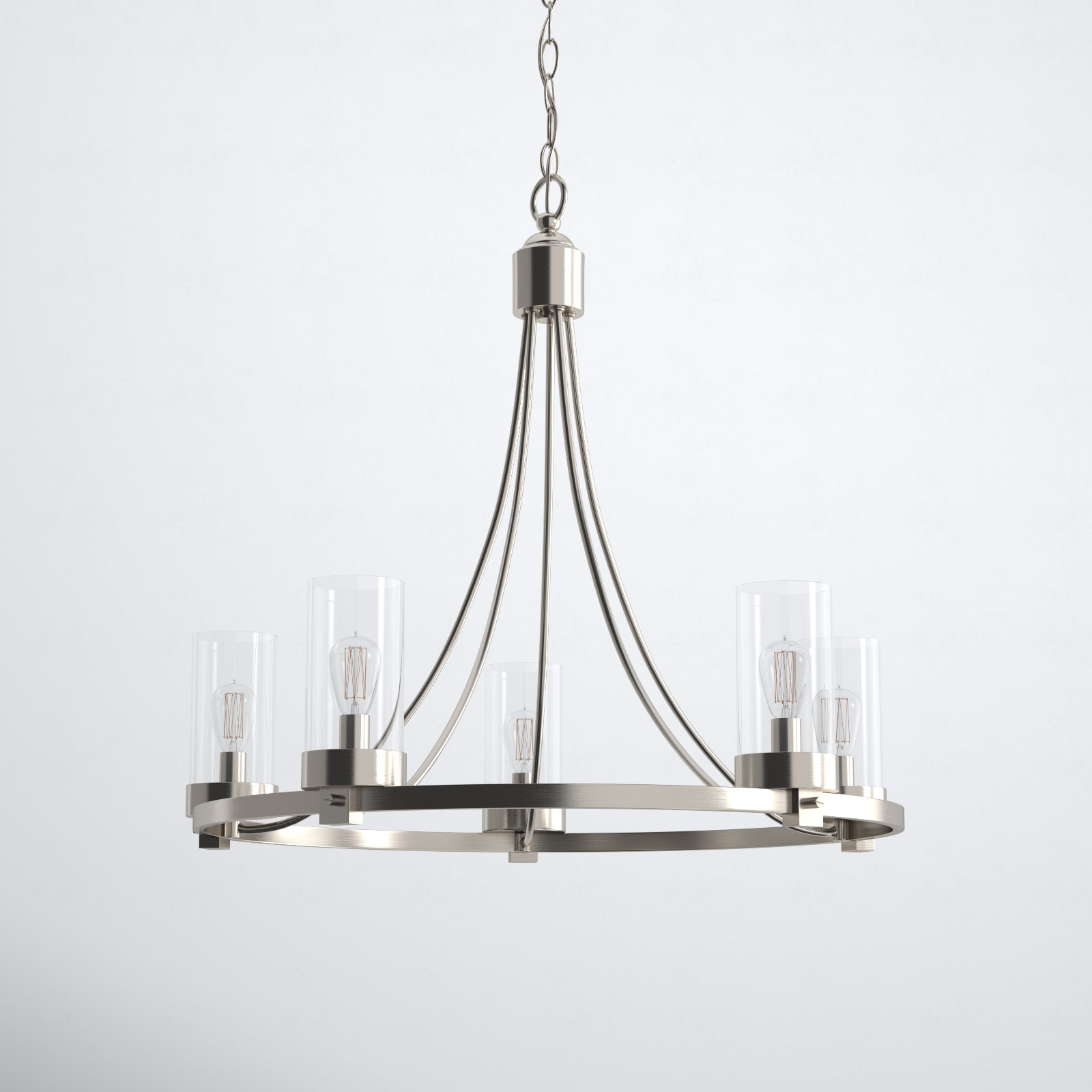 Laurie 5 - Light Wagon Wheel Chandelier, Brushed Nickel