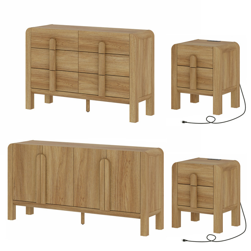 Ensemble de commode 6 tiroirs Adora, Noyer
