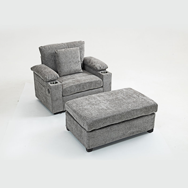 Fauteuil d'appoint avec canapé et repose-pieds, Gris