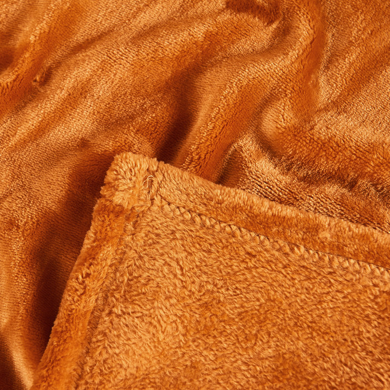  Couverture en flanelle de Noël de couleur unie, Orange brûlé, Grand
