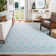 Rodgers Hand Woven Flat Weave Wool/Cotton Geometric Rug in Light Blue/Ivory